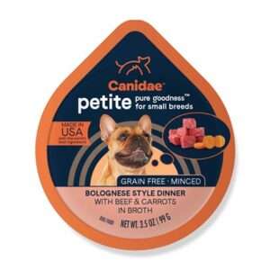 Canidae Grain Free PURE Petite Small Breed Bolognese Style Dinner Minced with Beef and Carrots in Broth Wet Dog Food 3.5-oz, case of 12