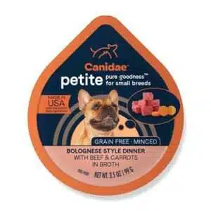 Canidae Grain Free PURE Petite Small Breed Bolognese Style Dinner Minced with Beef and Carrots in Broth Wet Dog Food 3.5-oz, case of 12