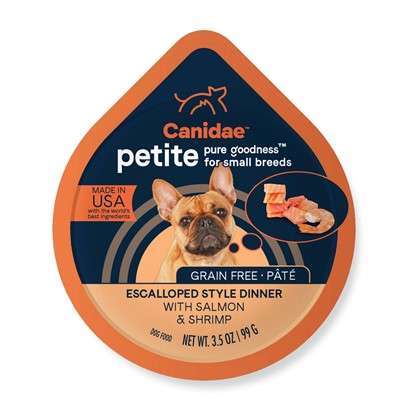 Canidae Grain Free PURE Petite Small Breed Escalloped Style Dinner Pate with Salmon and Shrimp Wet Dog Food 3.5-oz, case of 12