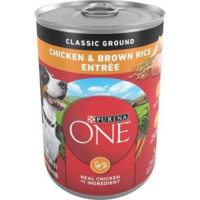 Purina ONE Classic Ground Wholesome Chicken and Brown Rice Canned Dog Food 13-oz, case of 12