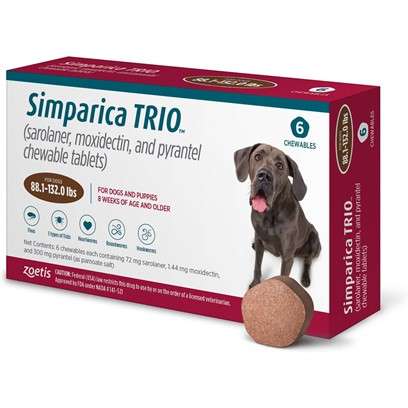 Simparica Trio Chewable Tablets for Dogs 2.8-5.5 lb, 6 treatments (Gold)