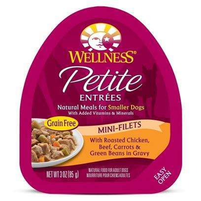 Wellness Petite Entrees Mini-Filets Grain Free Natural Roasted Chicken and Beef Recipe Wet Dog Food 3-oz, case of 12