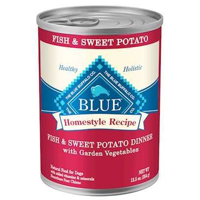 Blue Buffalo Homestyle Recipe Fish and Sweet Potato Dinner with Garden Vegetables Canned Dog Food 12.5-oz, case of 12