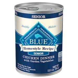 Blue Buffalo Homestyle Senior Dinner Chicken with Garden Vegetables and Brown Rice Canned Dog Food 12.5-oz, case of 12