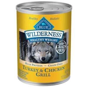 Blue Buffalo Wilderness Healthy Weight Grain Free Turkey and Chicken Grill Adult Canned Dog Food 12.5-oz, case of 12