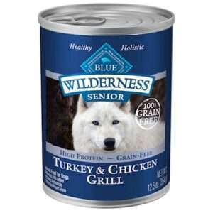 Blue Buffalo Wilderness Turkey and Chicken Grill Senior Canned Dog Food 12.5-oz, case of 12
