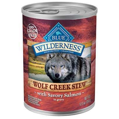 Blue Buffalo Wilderness Wolf Creek Stew Savory Salmon Stew Canned Dog Food 12.5-oz, case of 12