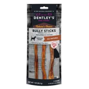 Dentley's Nature's Chews 12" Bully Stick Dog Chew - 3 Count, Flavor: Beef | PetSmart