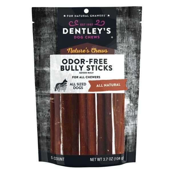Dentley's Nature's Chews 6" Odor Free Bully Stick Dog Chew - 5 Count, Flavor: Beef | PetSmart
