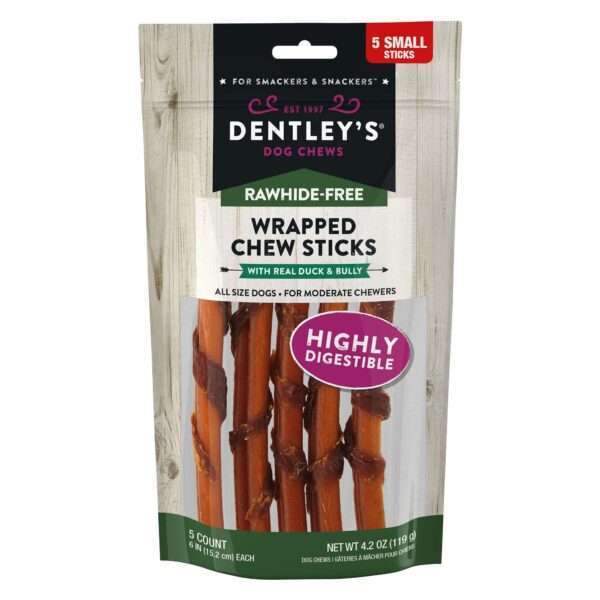 Dentley's Rawhide-Free 6" Duck Wrapped Bully Stick Dog Chew - Duck, 5 Count | PetSmart