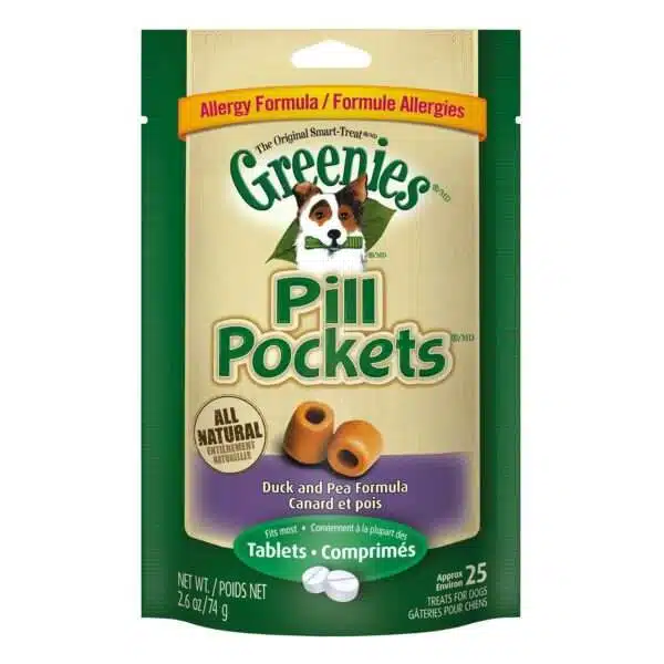 Greenies Pill Pockets Grain Free Formula Duck & Pea Tablets Dog Treats | 2.6 oz