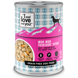 I & Love & You Grain Free Moo Moo Venison Stew Canned Dog Food - 13 oz, case of 12