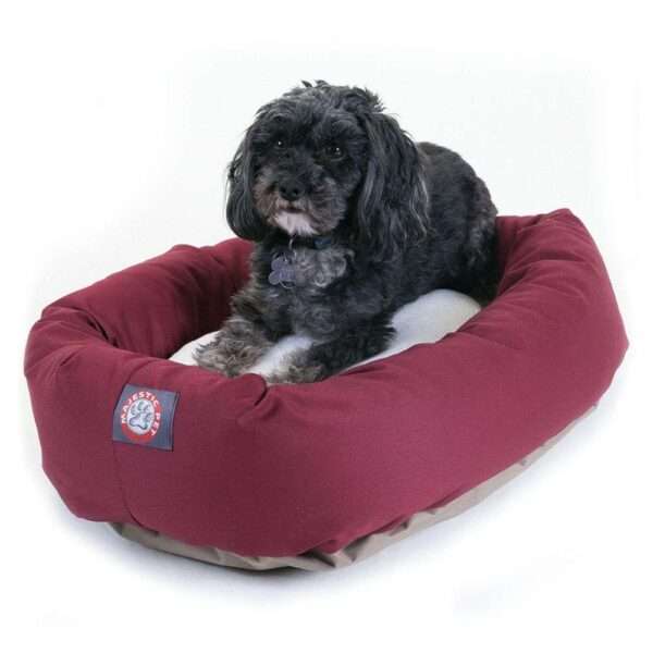 Majestic Pet Products Bagel Dog Bed in Burgundy, Size: 24"L x 19"W x 7"H | Polyester | PetSmart