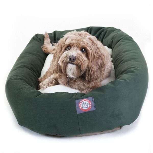 Majestic Pet Products Bagel Dog Bed in Dark Green, Size: 32"L x 23"W x 7"H | Polyester | PetSmart