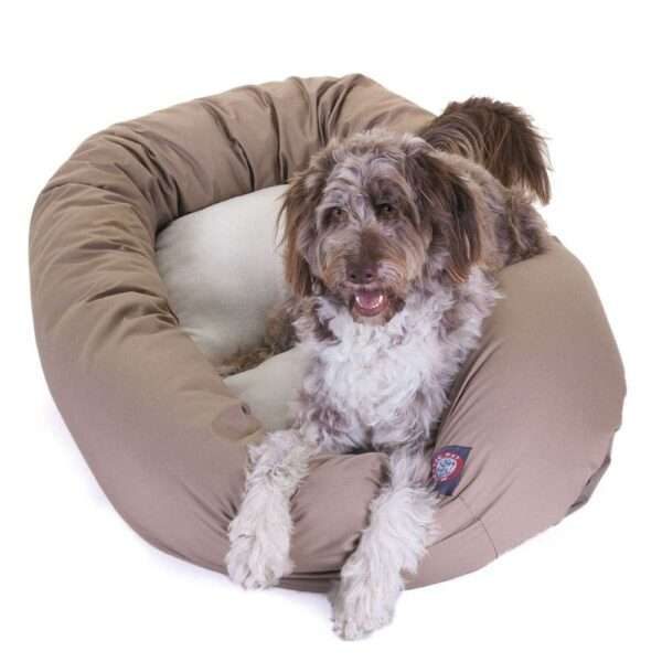 Majestic Pet Products Bagel Dog Bed in Khaki, Size: 52"L x 35"W x 11"H | Polyester | PetSmart