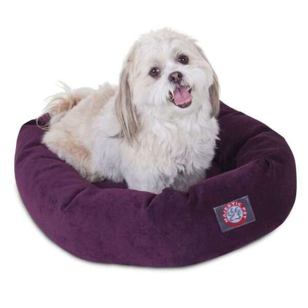Majestic Pet Villa Micro-Velvet Bagel Dog Bed in Aubergine, Size: 24"L x 19"W x 7"H | Polyester | PetSmart