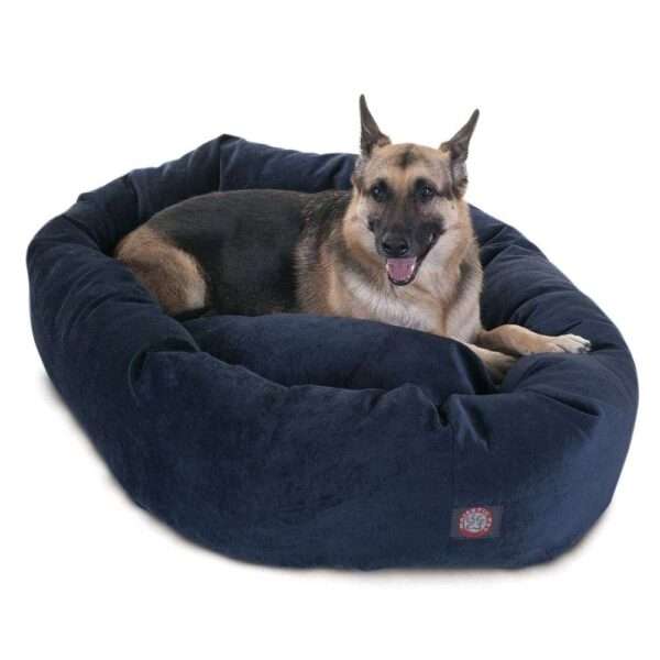 Majestic Pet Villa Micro-Velvet Bagel Dog Bed in Navy Blue, Size: 52"L x 35"W x 11"H | Polyester | PetSmart