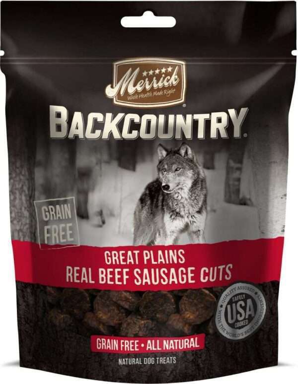 Merrick Backcountry Great Plains Grain Free Real Beef Sausage Cuts Dog Treats - 5 oz