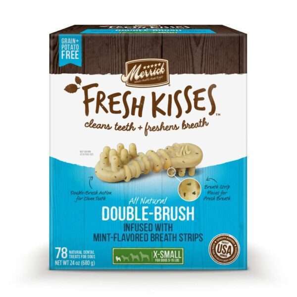 Merrick Fresh Kisses Grain Free Mint Breath Strips Extra Small Dental Dog Treats - 6 oz, 20 count