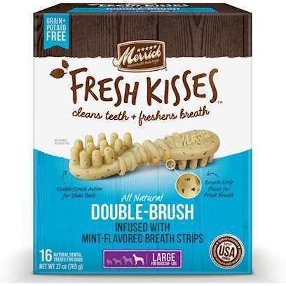 Merrick Fresh Kisses Grain Free Mint Breath Strips Large Dog Treat Box 20-oz, 12 Count