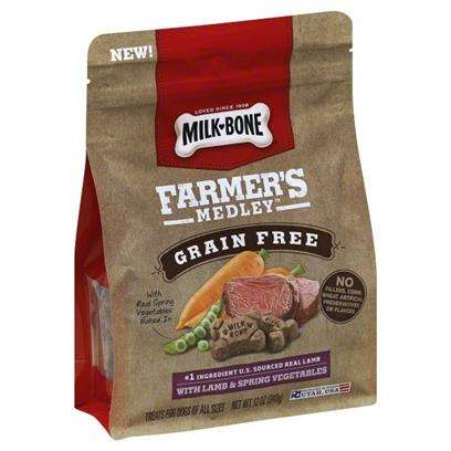 Milk-Bone Farmer's Medley Grain Free Biscuits with Lamb and Spring Vegetables Dog Treats 12-oz