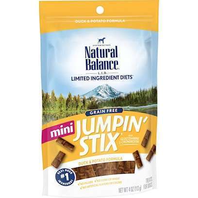 Natural Balance L.I.T. Limited Ingredient Treats Mini Jumpin' Stix Duck and Potato Formula Dog Treats 4-oz