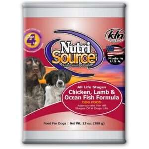 NutriSource Adult Chicken Lamb and OceanFish Canned Dog Food 13-oz, case of 12