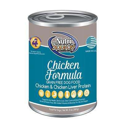 NutriSource Grain Free Chicken Formula Canned Dog Food 13-oz, case of 12