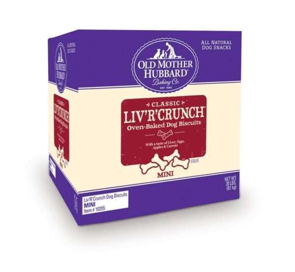 Old Mother Hubbard Crunchy Classic Liv 'R' Crunch Mini Biscuits Natural Dog Treats - 20 lb Bag