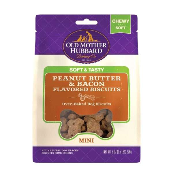 Old Mother Hubbard Mini Soft & Tasty Peanut Butter & Bacon Dog Treats | 8 oz