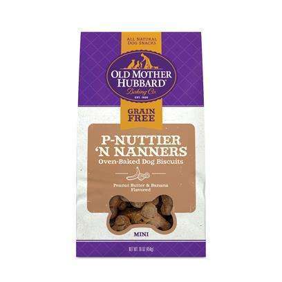 Old Mother Hubbard P-Nuttier 'N Nanners Grain Free Biscuits Baked Dog Treats Mini, 16 Ounce Bag