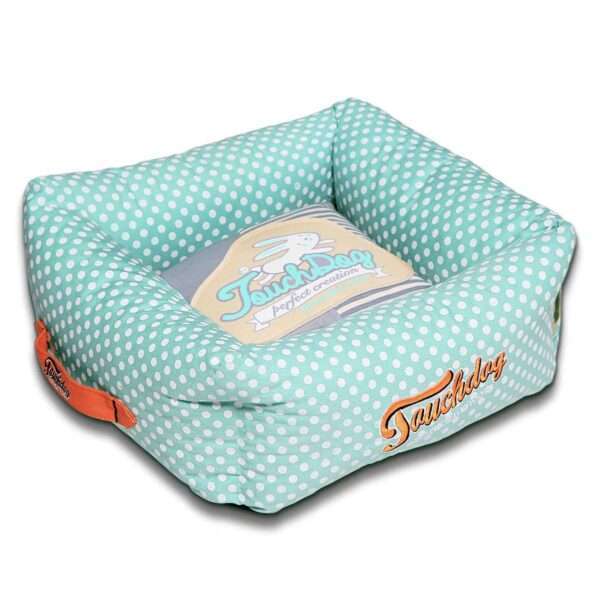 Pet Life Touchdog Polka Dot Bolster Dog Bed in Turquoise, Size: 19.7"L x 19.7"W x 9.1"H | Polyester/Nylon | PetSmart