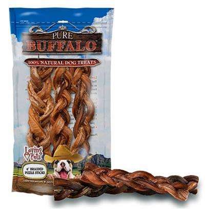 Pure Buffalo Braided Bully Sticks Dog Treats 9-inch, 2-pack