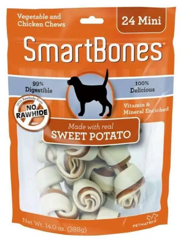 SmartBones Mini Sweet Potato Chew Bones Dog Treats - 24-pack