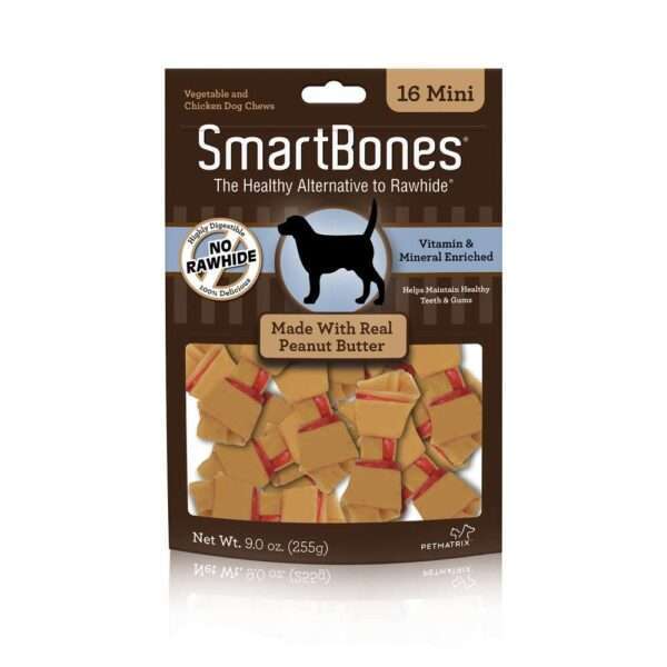 SmartBones Rawhide-Free Peanut Butter Dog Treats - 9 oz, Mini 16-Pack