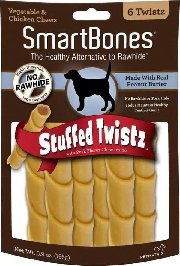 SmartBones Stuffed Twistz Peanut Butter Chew Dog Treats - 6 pack