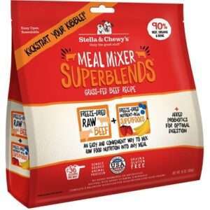 Stella & Chewy's Freeze Dried Raw Grass Fed Beef Meal Mixer SuperBlends Grain Free Dog Food Topper 16-oz