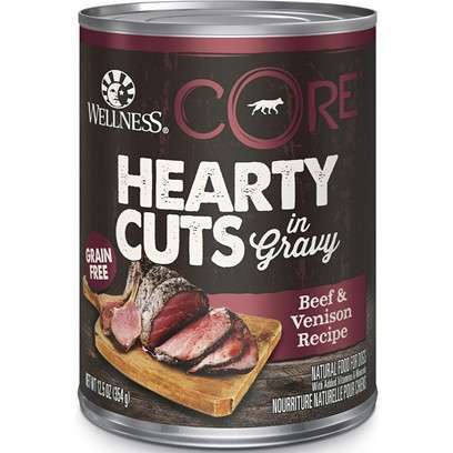 Wellness CORE Natural Grain Free Hearty Cuts Beef and Venison Canned Dog Food 12.5-oz, case of 12
