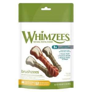 Whimzees Brushzees Natural Daily Dental Medium Breed Dog Treats - Medium: 12.7 oz
