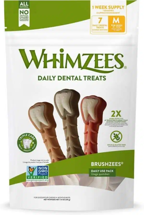 Whimzees Daily Use Brushzees Medium Pack Dental Dog Treats - 7.4 oz