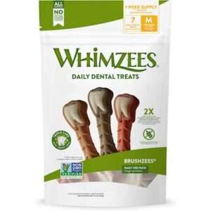 Whimzees Daily Use Brushzees Medium Pack Dental Dog Treats 7.4-oz