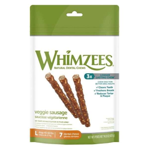 Whimzees Veggie Sausage Dental Chew Dog Treats - Small: Pack of 28