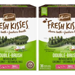 (2-Pack) Merrick Fresh Kisses Coconut + Botanical Oils Dental Dog Treats For Small Dogs 36 Brushes 23 oz