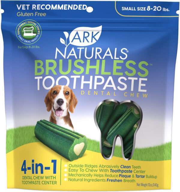 Ark Naturals Brushless Toothpaste Small Dog Treats - Small & Med Dogs: 24 oz (2 x 12 oz)