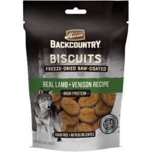 Merrick Backcountry Grain Free Lamb & Venison Recipe Freeze Dried Raw Coated Biscuit Dog Treats - 10 oz