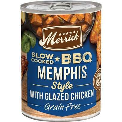 Merrick Grain Free Slow Cooked BBQ Memphis Style Chicken Recipe Canned Dog Food 12.7-oz, case of 12