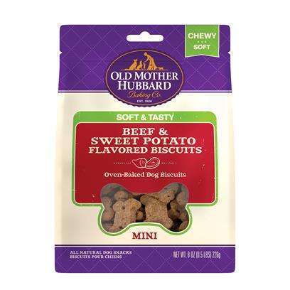 Old Mother Hubbard Soft & Tasty Beef & Sweet Potato Biscuit Baked Dog Treats Mini, 8 Ounce Bag