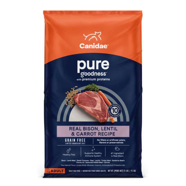 Canidae Grain Free PURE Bison, Lentil & Carrot Recipe Dry Dog Food - 10 lb Bag