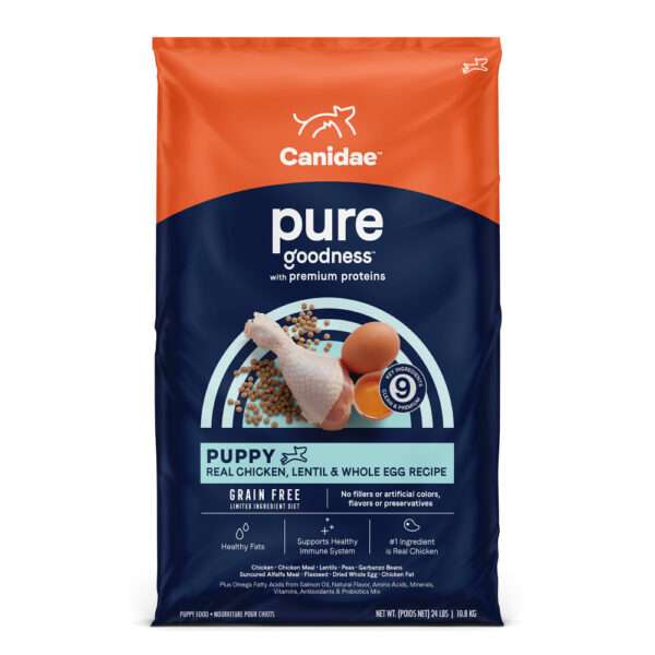 Canidae Grain Free PURE Puppy Chicken, Lentil & Whole Egg Recipe Dry Dog Food - 24 lb Bag