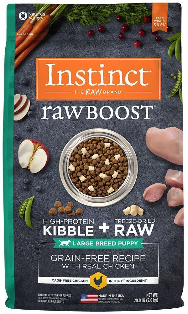 Instinct Raw Boost Grain Free Large Breed Puppy Chicken Meal Formula Dry Dog Food - 20 lb Bag